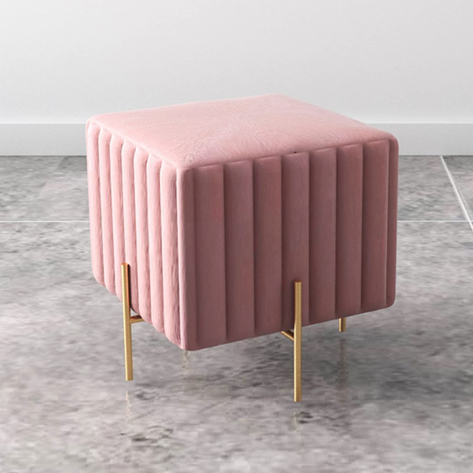 Tabouret à langer pour chambre et entrée en velours rose élégant et pratique