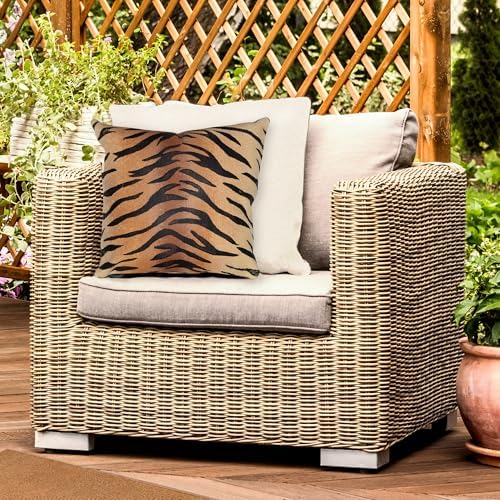 Liora Manne Visions I Tiger Indoor/Outdoor Pillow, 20" X 20" Square, Brown