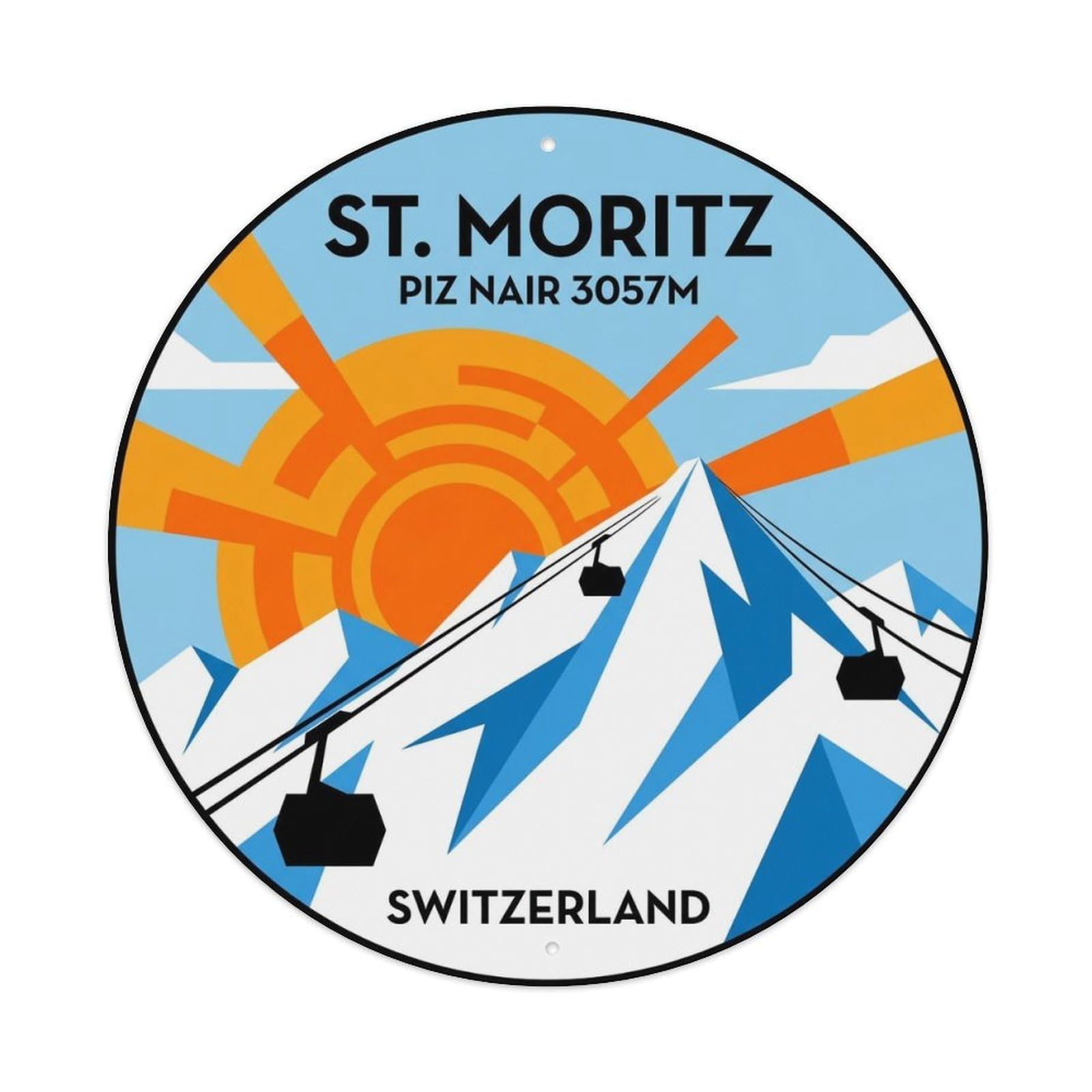 Okahys 8X8inch(20X20cm) Vintage Travel St. Moritz Switzerland Scenic Metal Tin Sign