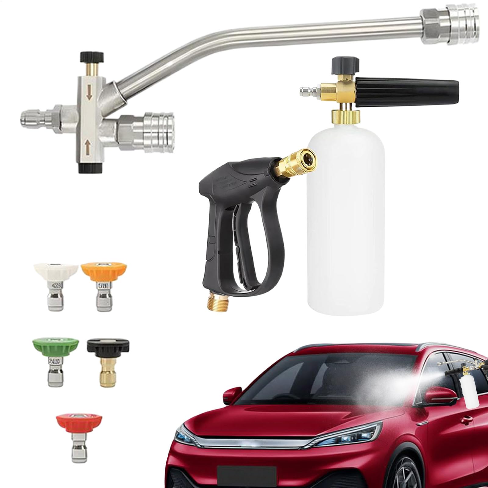 Lanza De Espuma Para Lavado De Coches Espumador Para Hidrolavadora Con | Accesorio Conector Doble Cabeza Para Limpieza Detallada De Jardín Y Hogar