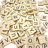 100 PCS Scrabble Tiles Games Wood Letters A-Z Capital Letters for Crafts, Pendants, Spelling