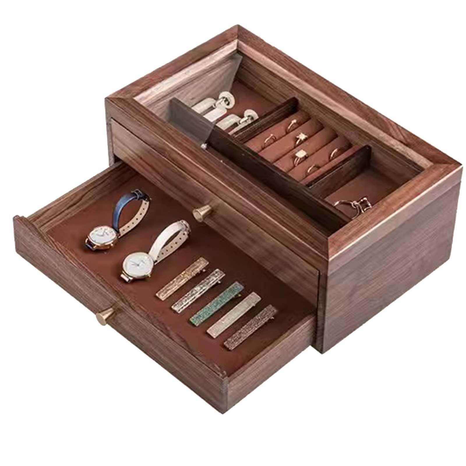 Boîte à bijoux en bois idéale pour offrir, grand coffret de rangement en noyer