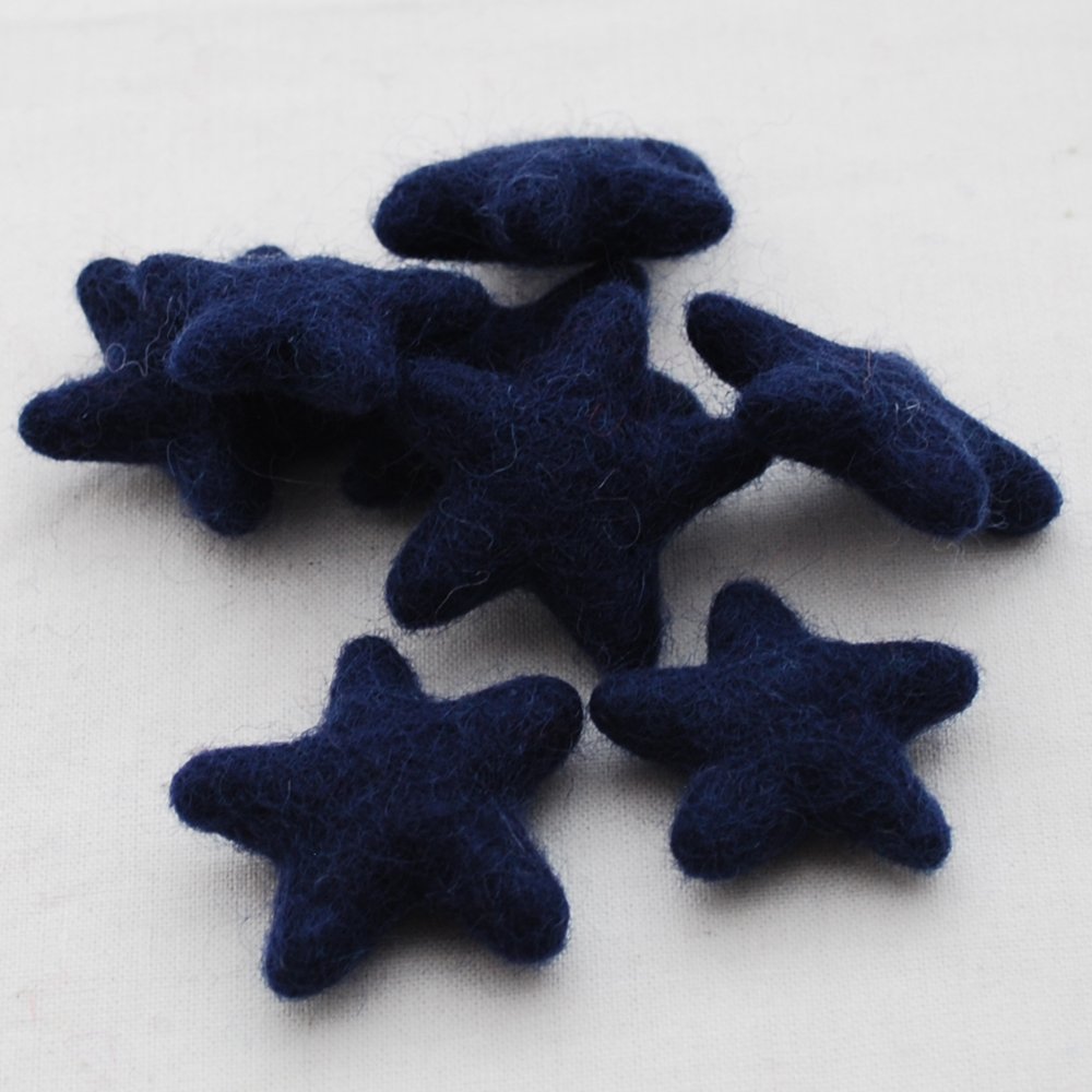 Oriental Direct Navy Blue 100% Wool Felt Stars - 3Cm - 10 Felt Stars