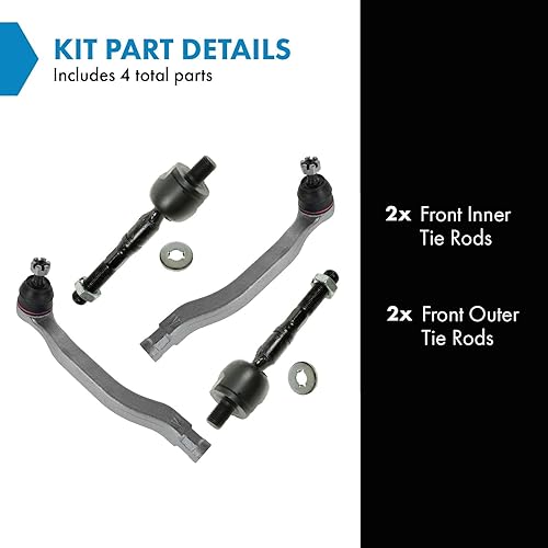 Miniatura 1061 de TRQ Juego de varillas de acoplamiento delanteras interiores y exteriores, 4 piezas, compatibles con Chevrolet Cruze 2016-2019 de 16-19 voltios