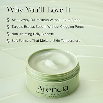 ARENCIA Pore Melt Phyto PDRN Cleansing Balm, Makeup Removing & Pore Care Cleanser with PDRN, Ceramide, Hyaluronic Acid, 90ml / 3.04 fl. oz.