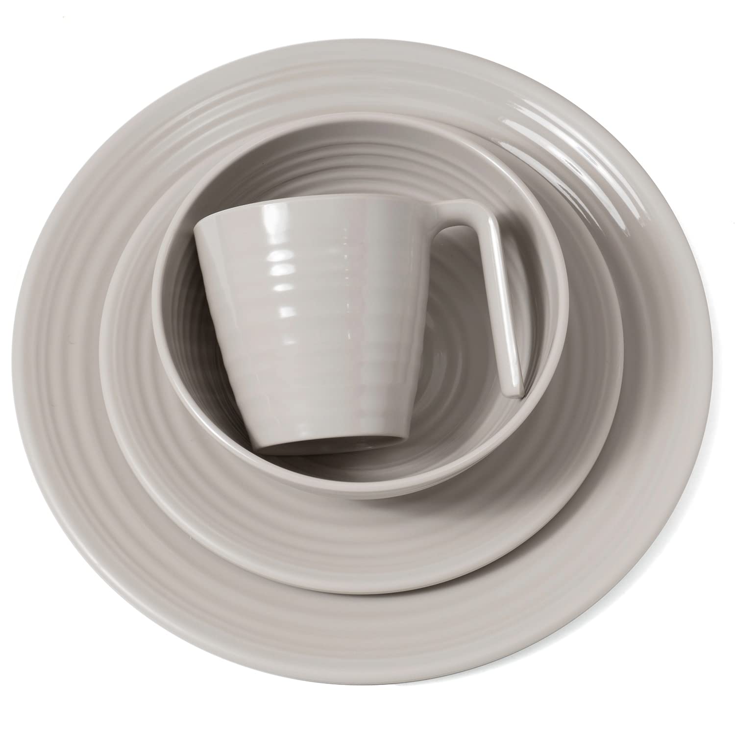 Melamin Camping Geschirr Set 4 Personen I Coffee Design I 16 Teilig I Tafelgeschirr Picknick BBQ Kochgeschirr