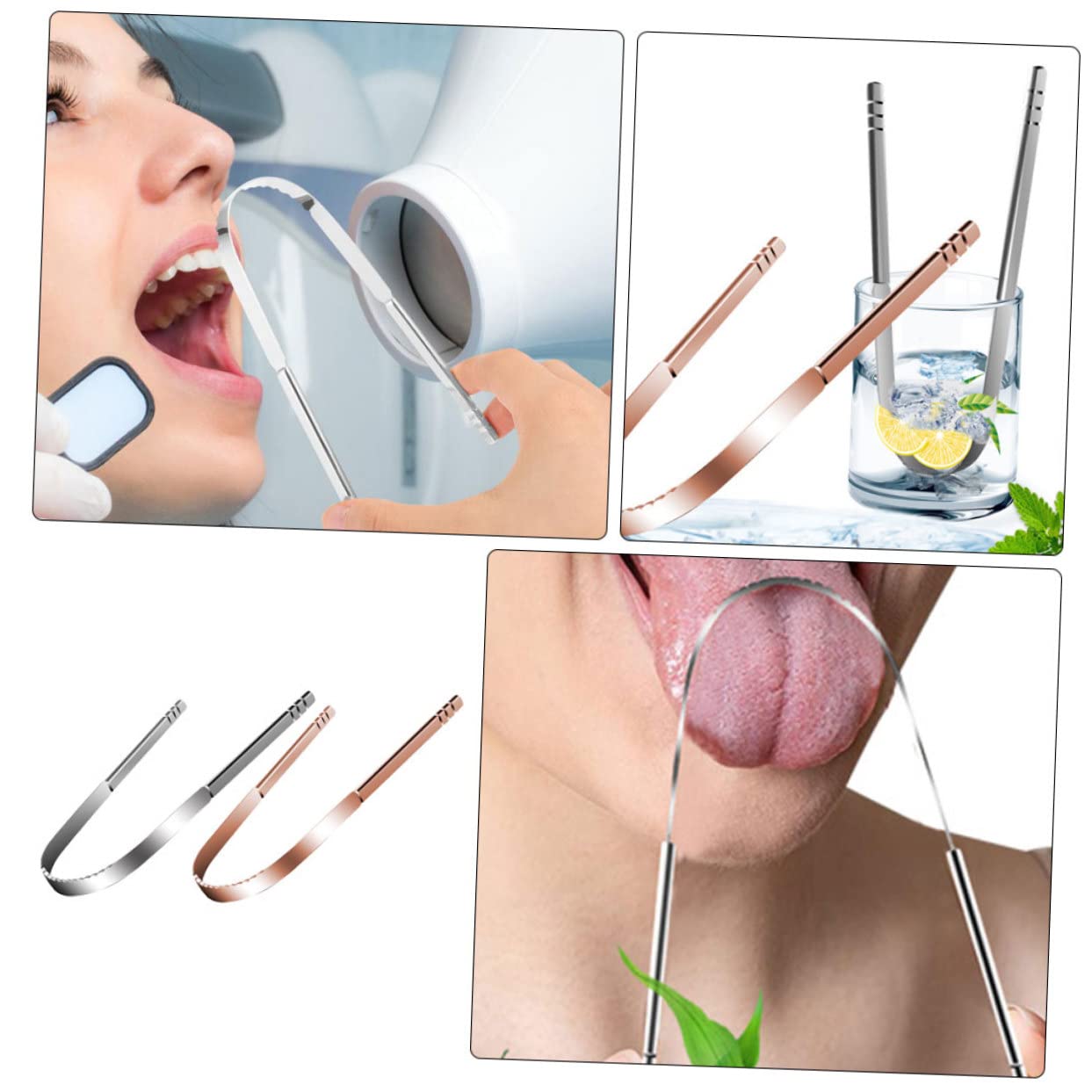 Didiseaon 8pezzi Raschietti Per Lingua Inossidabile Strumento Lingua Shaped Per Cancellare e Residui Orale Per Adulti e Confezione