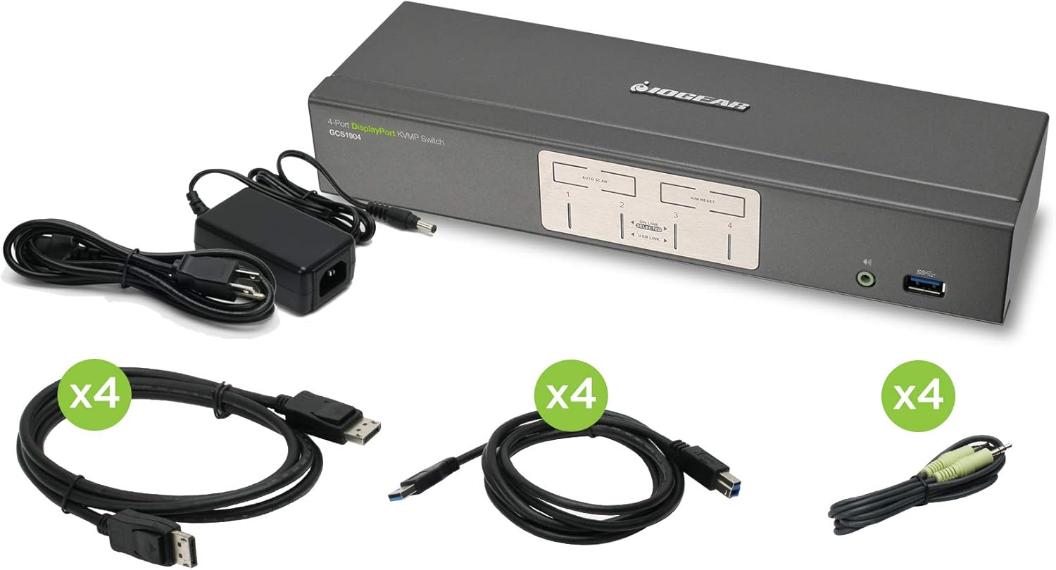 IOGEAR 2-Port Dual View Dual Link DVI KVMP Switch with Audio, w/Full Set of Cables (GCS1642 TAA Compliant)