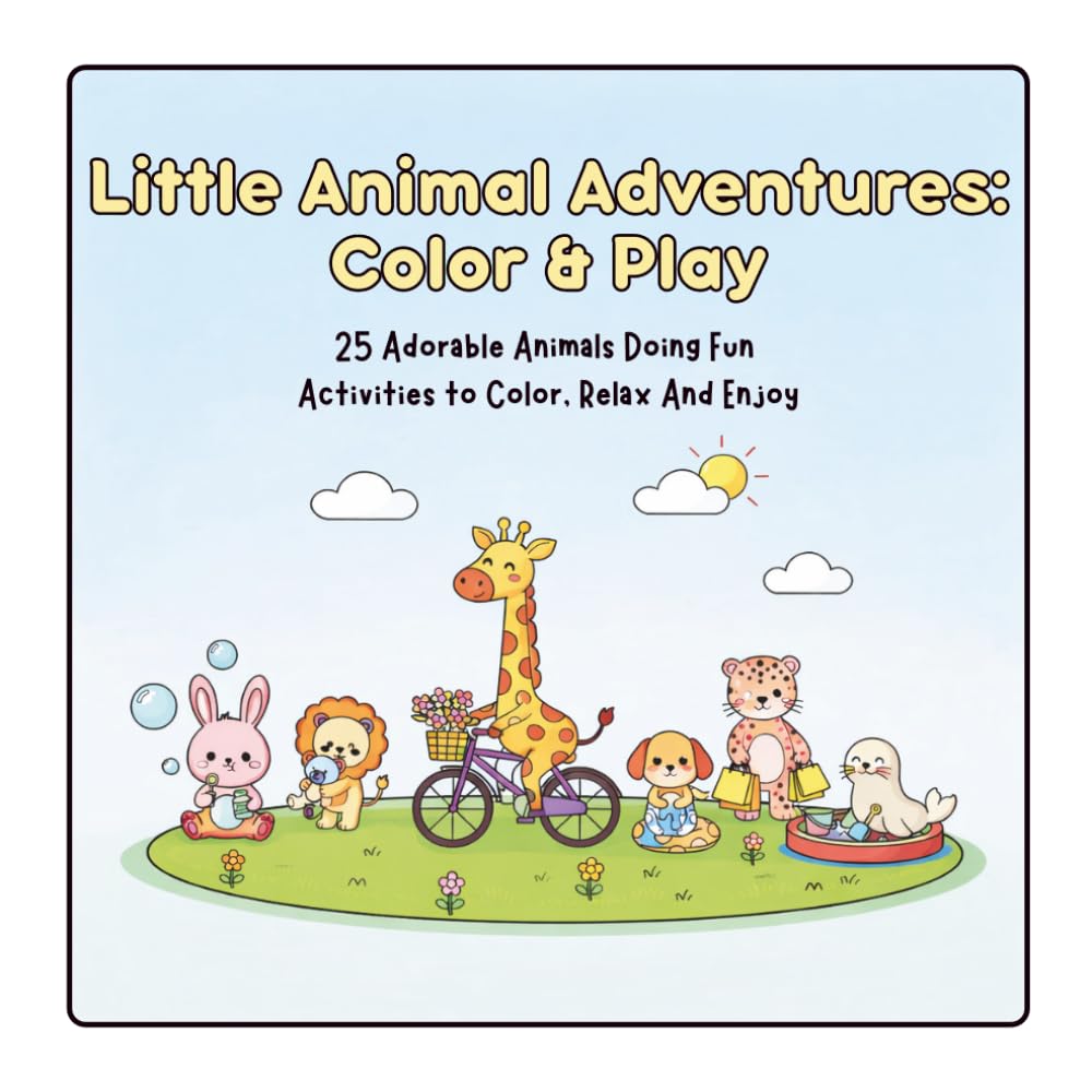 Little Animal Adventures: Color & Play: 25 Adorable Animals Doing Fun Activities to Color, Relax & Enjoy