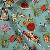 Poids : environ 305 g/m Tissu en coton vintage extensible satiné pour couture, vêtements, robe, matelassage, poupées faites à la main par demi-mètre (vert)