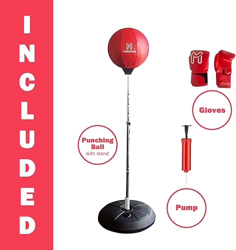 Miniatura 3 de Saco de boxeo con soporte para kickboxing, MMA y entrenamiento de reflejo - Juego de boxeo independiente con bolsa de velocidad y guantes - Altura