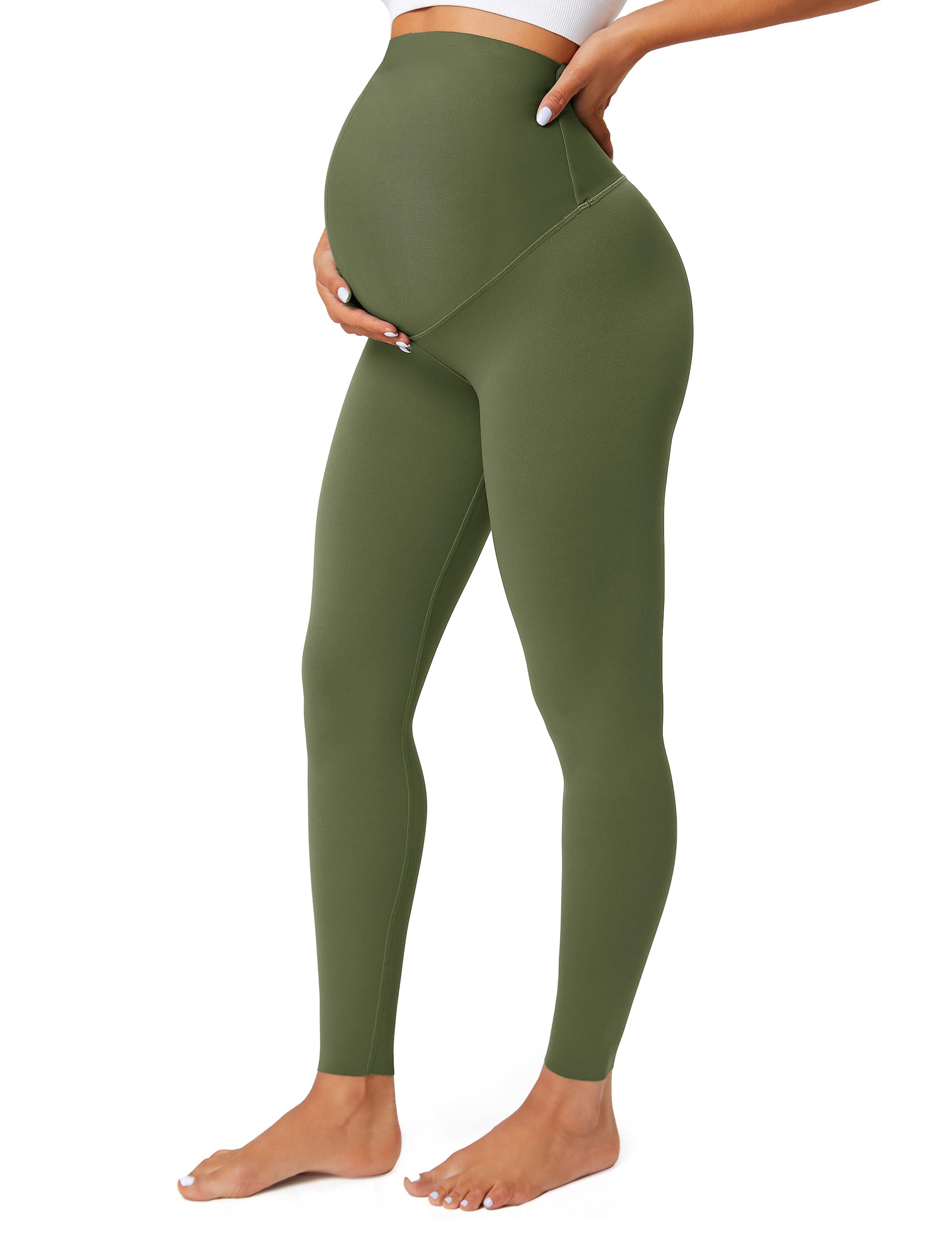 BAYDI Nudi Damen Umstandsleggings mit Taschen Blickdichte Lange Schwangerschaftsleggings High Waist Umstandshose Damen Weich elastisch Schwangerschaftshose