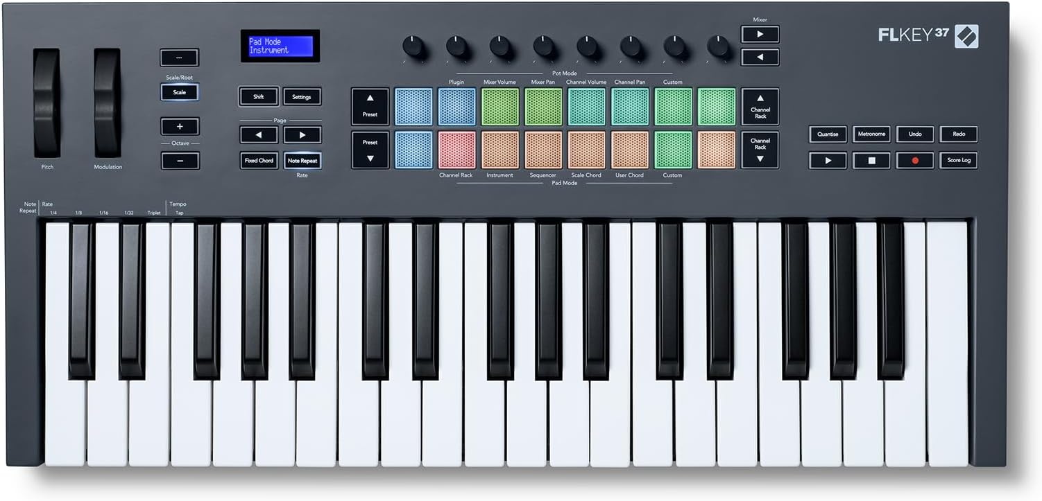 FLkey 37 MIDI Keyboard - Seamless FL Studio Integration with Chord Mode and Scale Mode. All the software you need for Music Production
