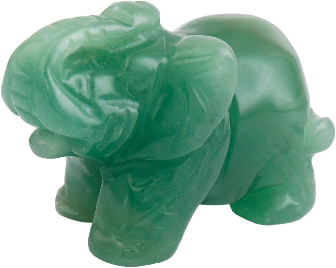 SUNYIK 1.5 Inch Green Aventurine Elephant Figurine