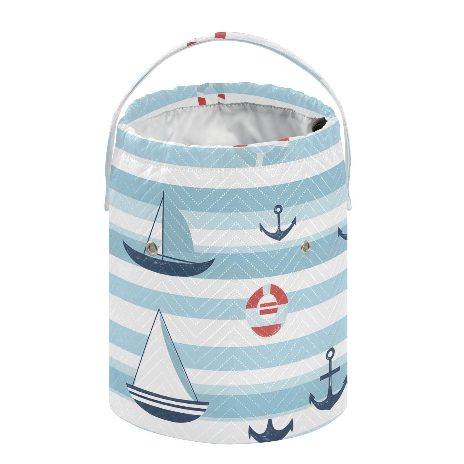 Yarn Storage Bag Small Crochet Bag Knitting Bag Organizer Boat Anchor Stripes Yarn Bags for Crocheting Basket