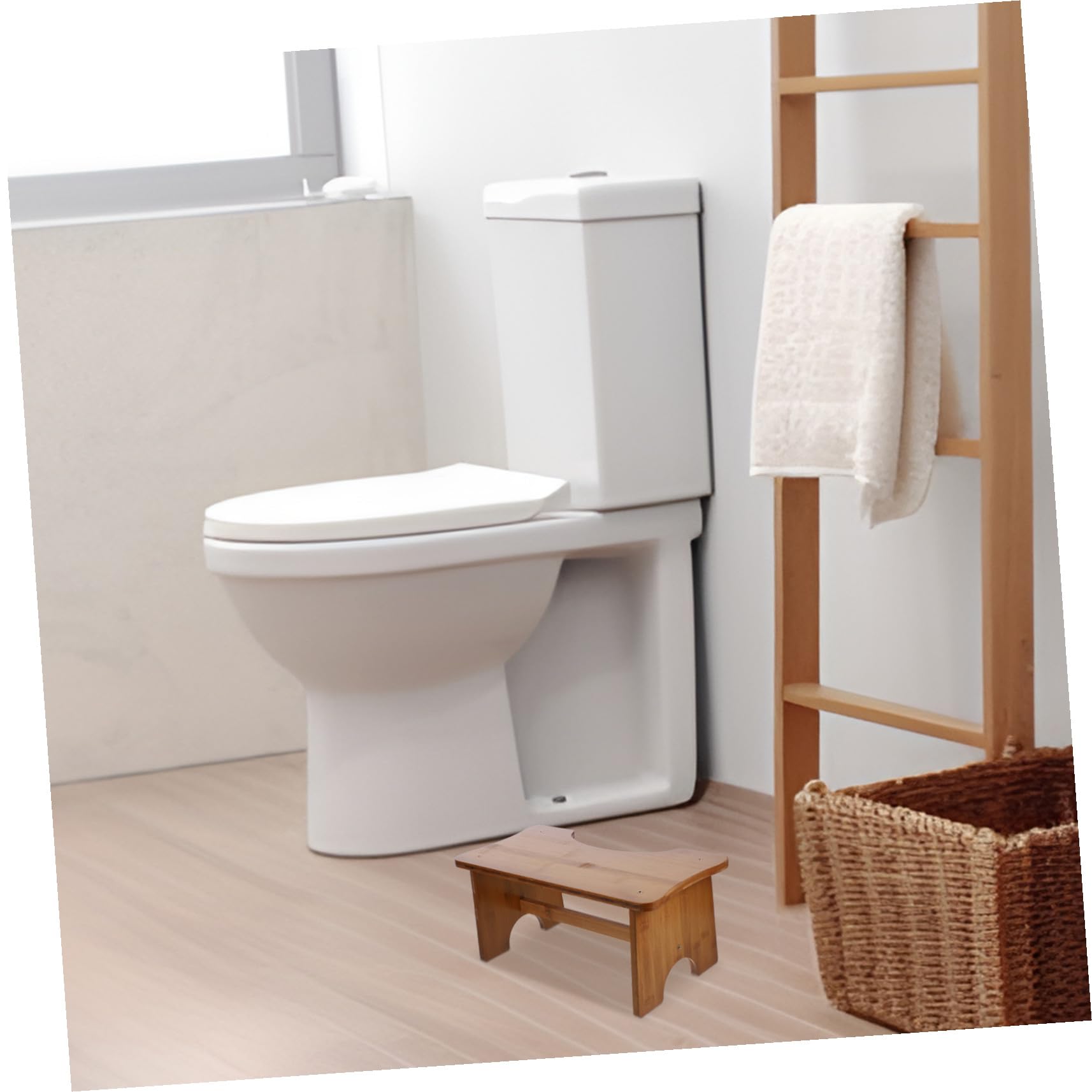 Gatuida Taburete para Inodoro de Madera Maciza Antideslizante Banqueta para Baño Infantil y Adulto Escalón Práctico para Aseo y Apoyo el Hogar Color Marrón