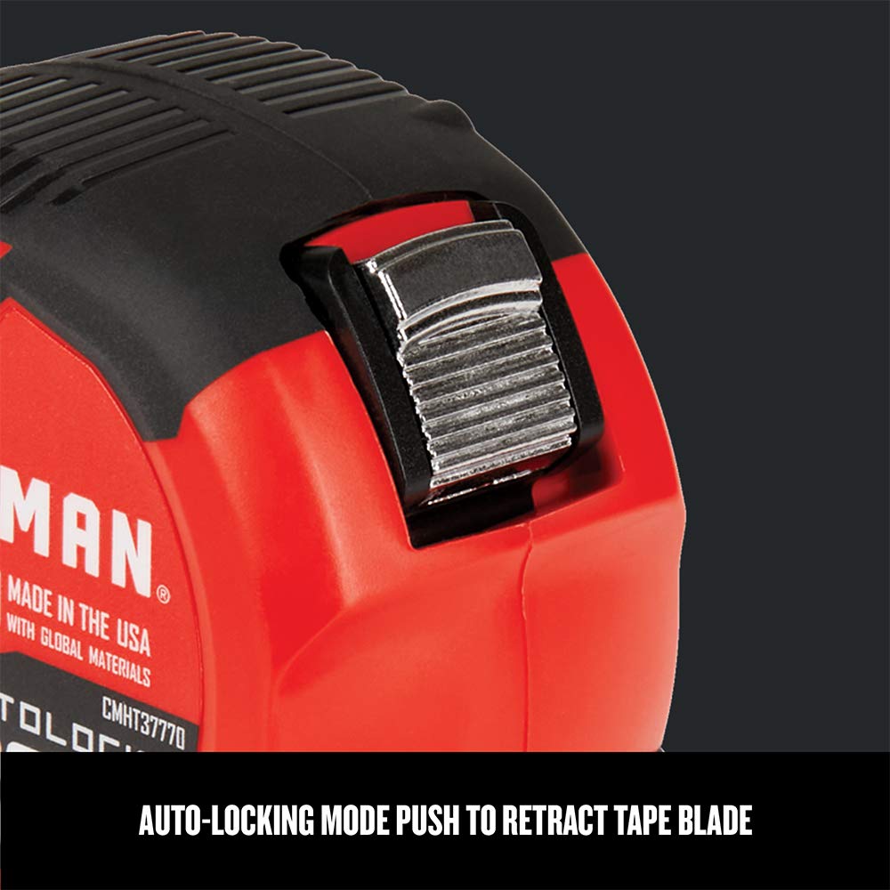 CRAFTSMAN Cinta métrica, autobloqueo, 30 pies (CMHT37770S), color negro