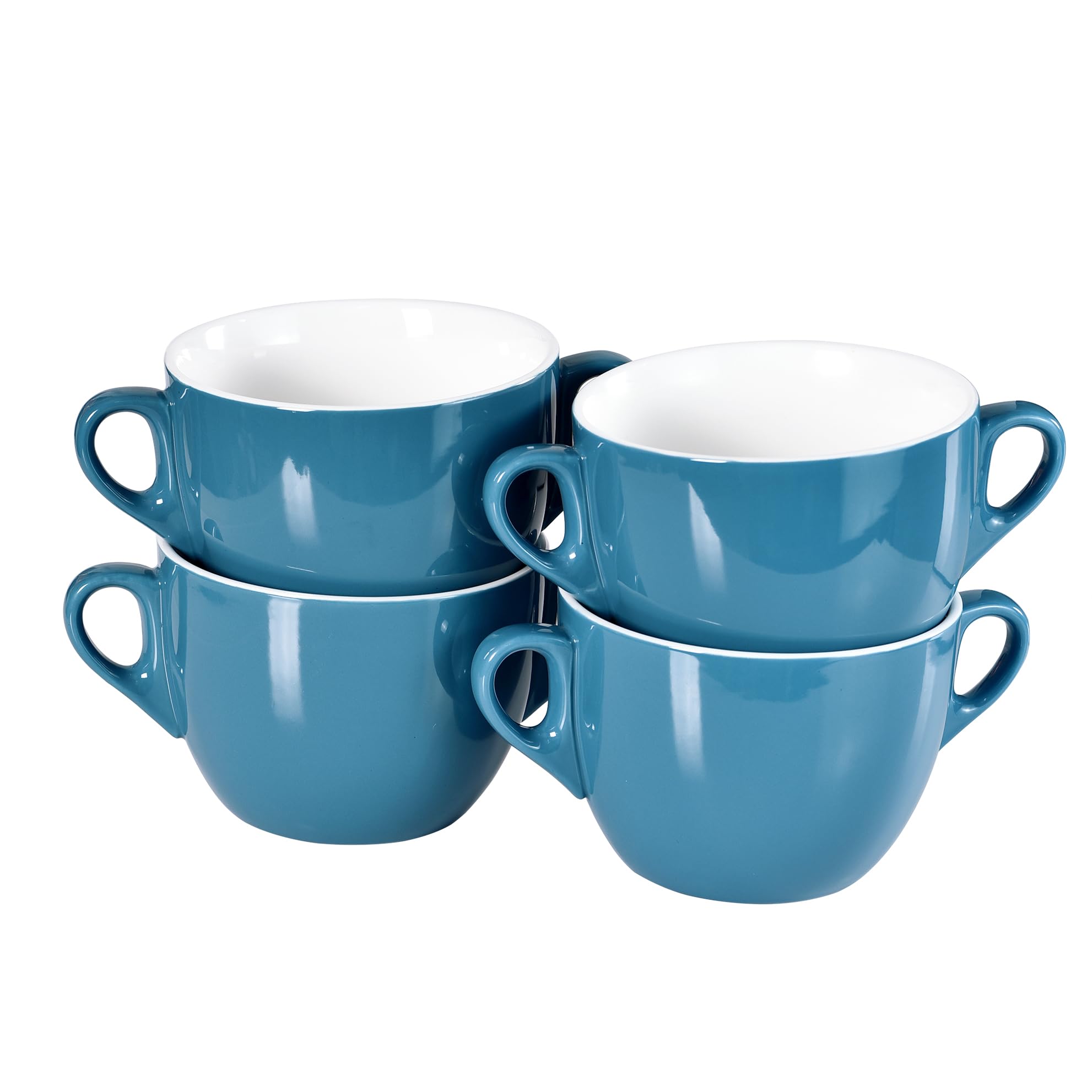 Juego de 4 cuencos de sopa versátiles de gres para servir con asas, apilables, regalo de salud, reemplazo perfecto o regalo de cocina para calentar la casa