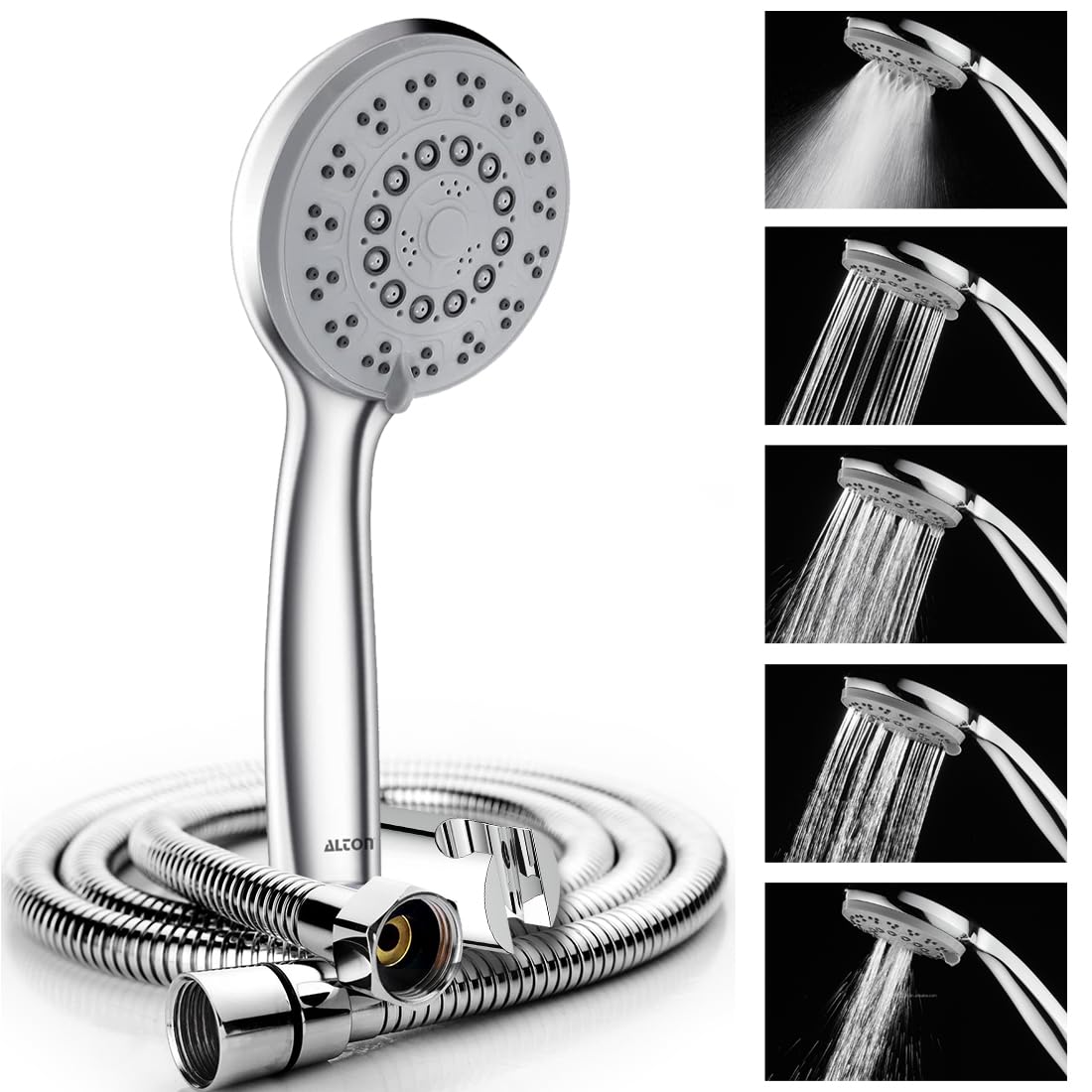 ALTON SHR22355 ABS, 4-INCH, 5-Function Hand Shower With 1.5 Meter Hose Pipe And Wall Hook, Silver (B0CHYN4SGT) Amazon Price History, Amazon Price Tracker