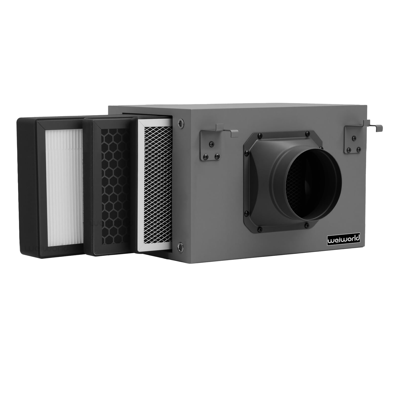 Weiworld 3-Layer Purification Filter Box 4" with High Efficacy Hepa and Carbon Filter, Fit 4 Inch Inline Duct Fans for Fresh Air Intake and Ventilation System — image 1