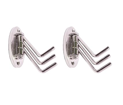 PROMIXO Premium Stainless Steel 3 Pin Cloth Hanger Wall Mounted Bathroom Cloth Hanger,Coth Wall Hook,Door Hooks Rail for Hanging Keys,Clothes,Towel (Pack of 2)