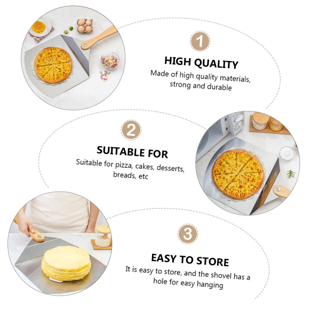 Ciieeo Pala de Panadería Plegable para Pizza de Acero Inoxidable