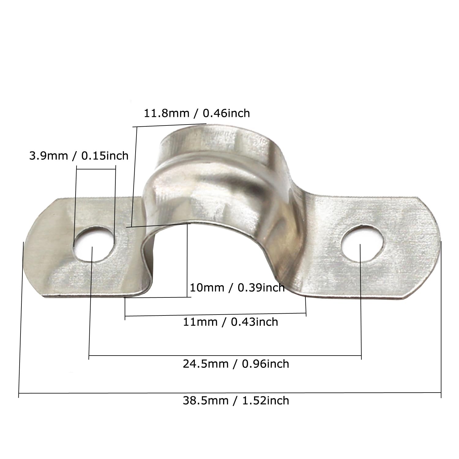 Lamvbls 50 PCS M10 0.39 inch Two Hole U Tube Strap Clamp, Stainless Steel U Clamp bracket Pipe Clamp