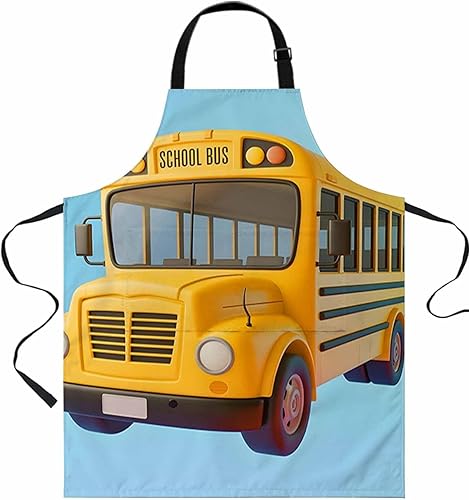 Delantal impermeable para autobús escolar con bolsillos, babero de cocina para cocinar, barbacoa, parrilla, delantales ajustables para mujeres,