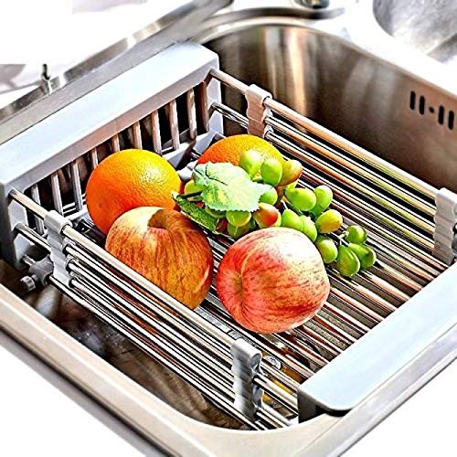Image of EVANEX Handmade Single Bowl Kitchen Sink - 22x18x10 inches|304 Stainless Steel Sink with Matte Finish| Kitchen Sink Including Coupling, Waste Pipe & Fruit Washing Basket|Sink for Kitchen Basin