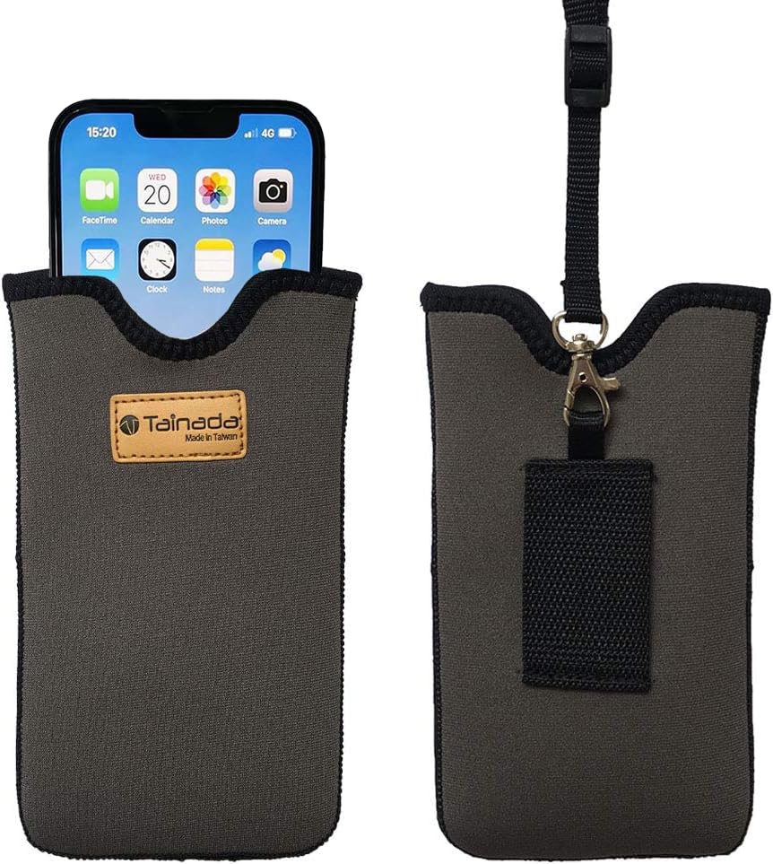 Tainada Neoprene Neck Cell Phone Sleeve Pouch w/Belt Loop Holster (Gray)