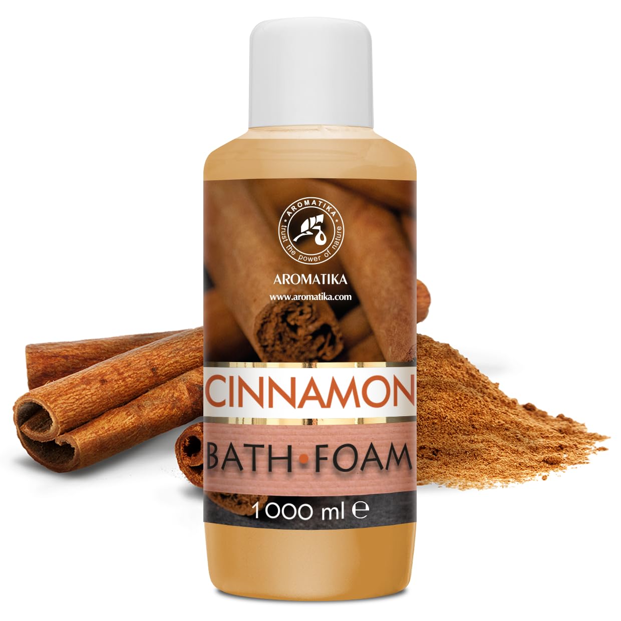 Espuma Baño de Canela 1000 ml - Espuma Baño con Aceite Esencial Natural de Canela - Cuidado del Cuerpo - Relajación - Fragancia Dulce y Suave - Aromaterapia - Spa - Baños de Burbujas - Belleza