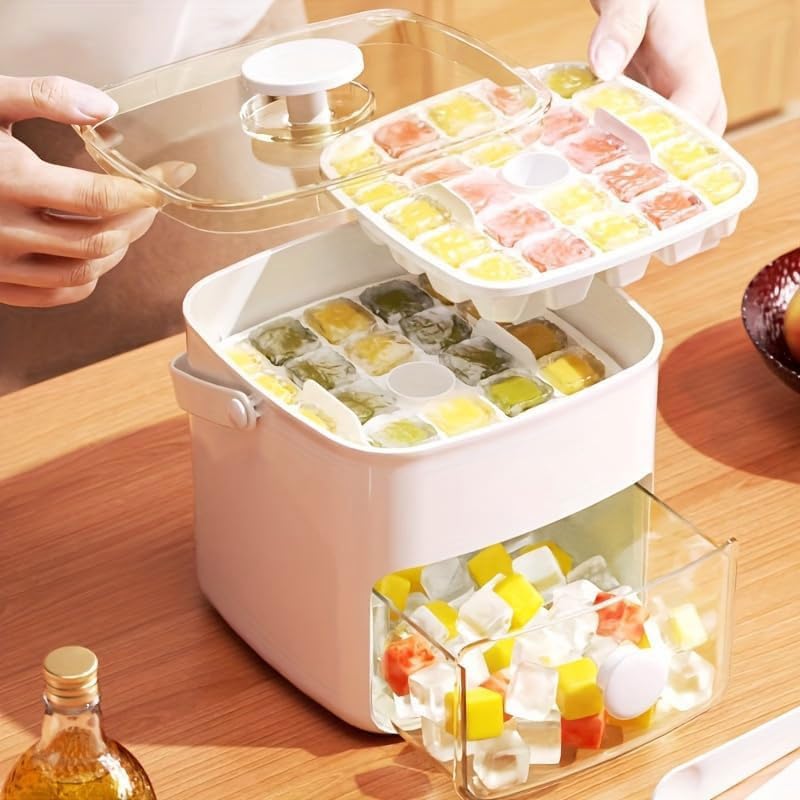 Bandeja para hielo de silicona 2 niveles con tapa y pinzas miniatura 2