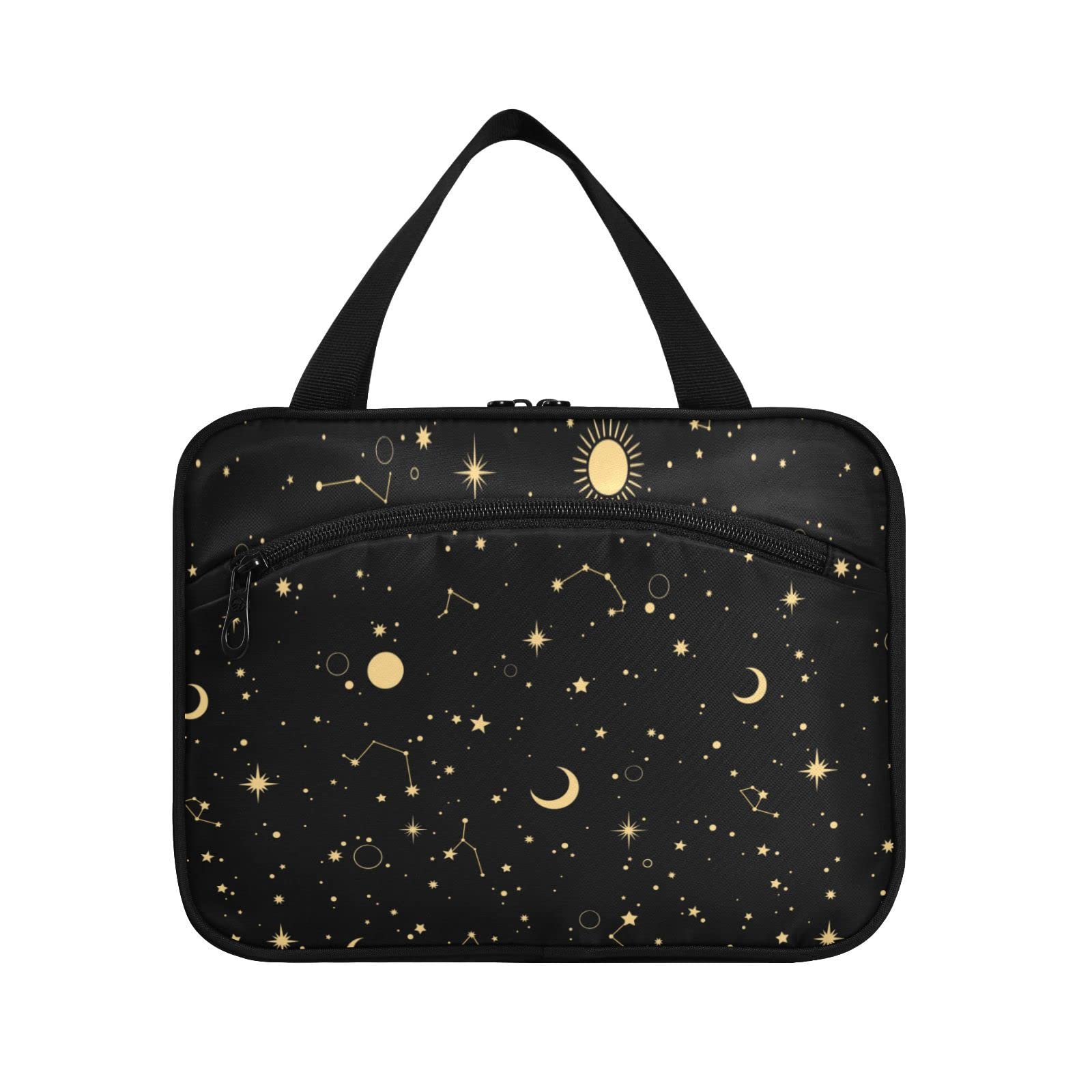 ALAZA Moon Sun Starry Night Toiletry Bag Travel Hanging Cosmetic Bag Portable Makeup Organizer for Women Men College Dorm Home Bathroom Business Trip