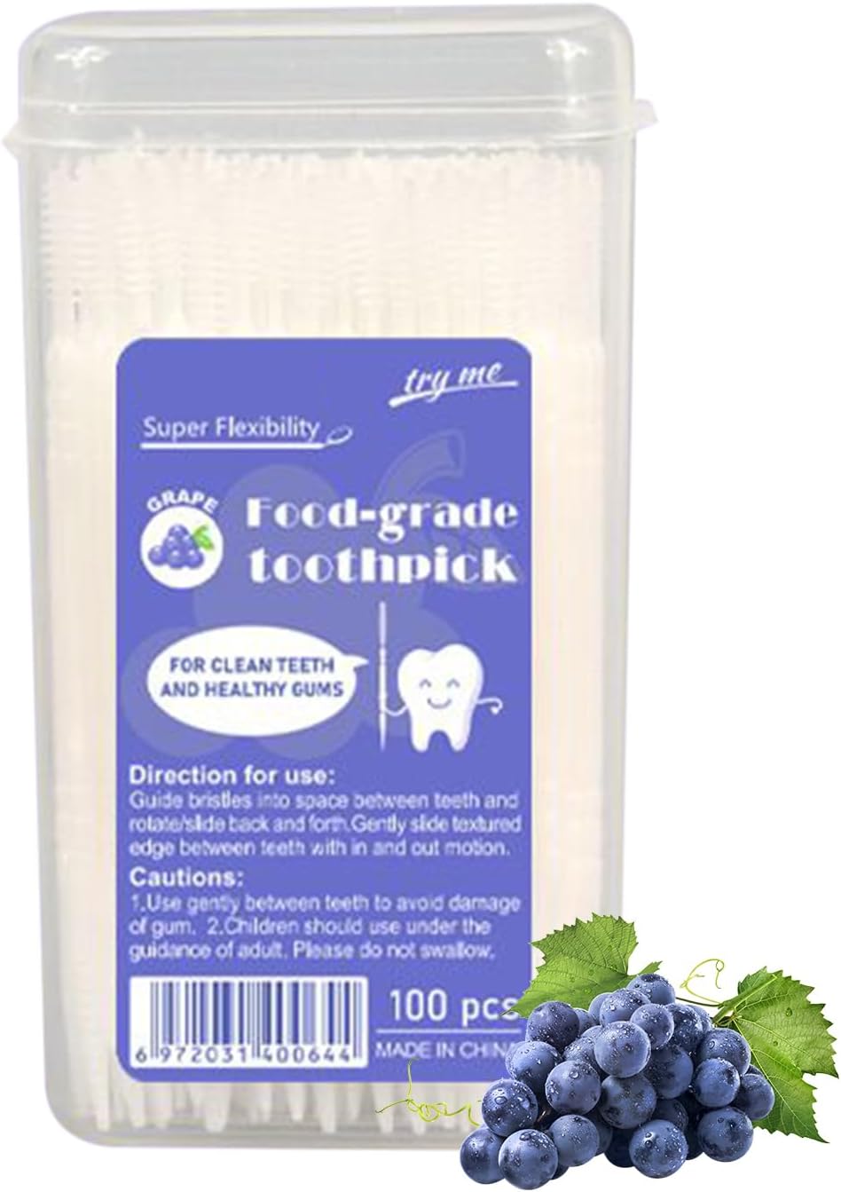 Toothpicks - Flavoured Toothpicks, Sticks Human, Double Head Toothpick, Double-Tip Teeth Cleaning Flavored Toothpick, 100 Pieces Fishbone-Shaped Refreshing Stain Remover for Mouth Care