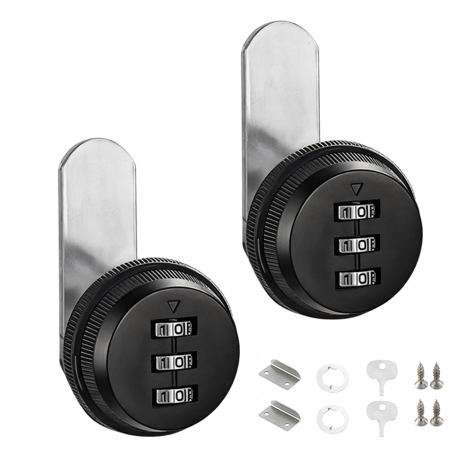 Jortmrd 2 Piezas Cerradura Buzon Universal Cerradura Taquilla Vestuario Cerradura de Combinación de 3 Dígitos, Combinacion Cam Lock para Buzón de Cajón de Gabinete (Negro/5-12mm)