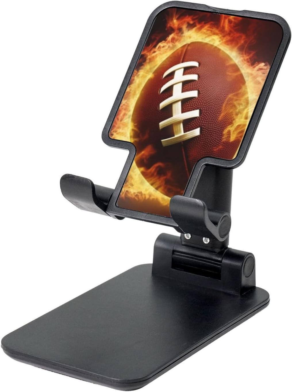 Flaming American Football Cell Phone Stand for Desk - Fully Adjustable Mobile Phone Holder Cradle Dock Folding Desktop Mobile Phone Kickstand Universal Tablet Stand for iPad Stand Holder