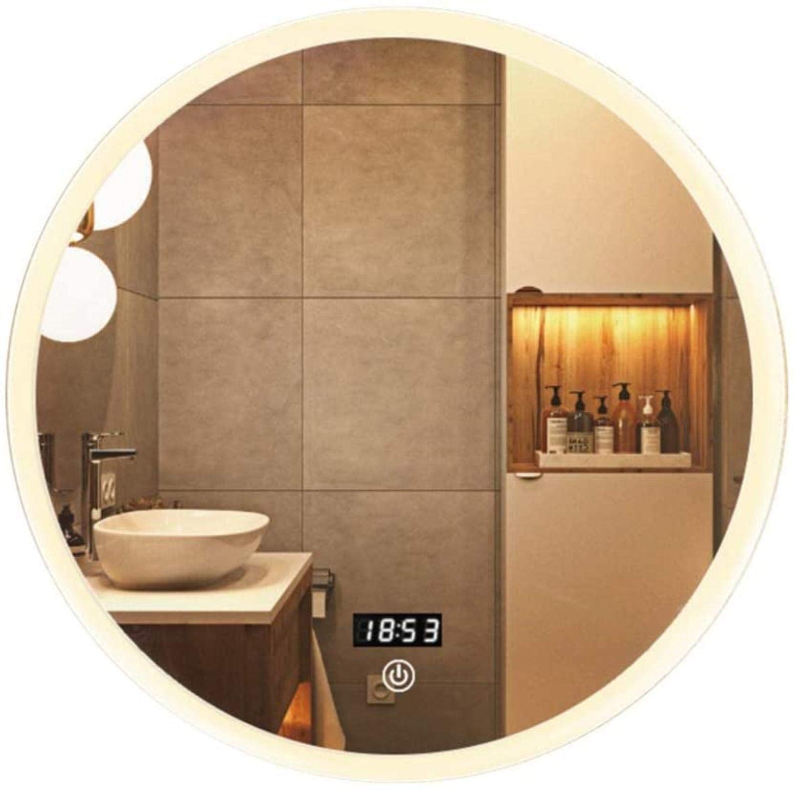 PhAsz Dressing Mirror Wall Mounted Vanity Mirror with Light Modern Circle Makeup Mirror with Smart Touch Control Dimmer
