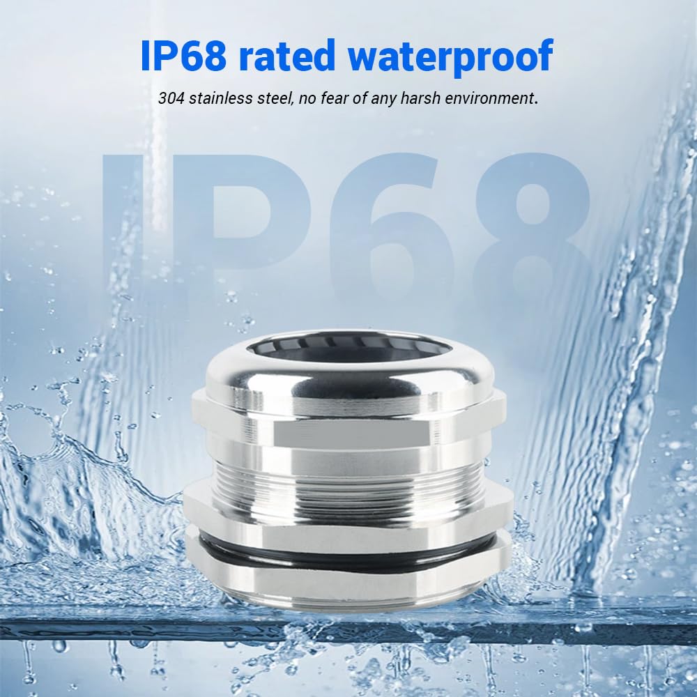 2 Uds Prensaestopas M40 de latón niquelado, conector ajustable IP68 impermeable, con junta y contratuerca, diámetro de cable 18-25mm
