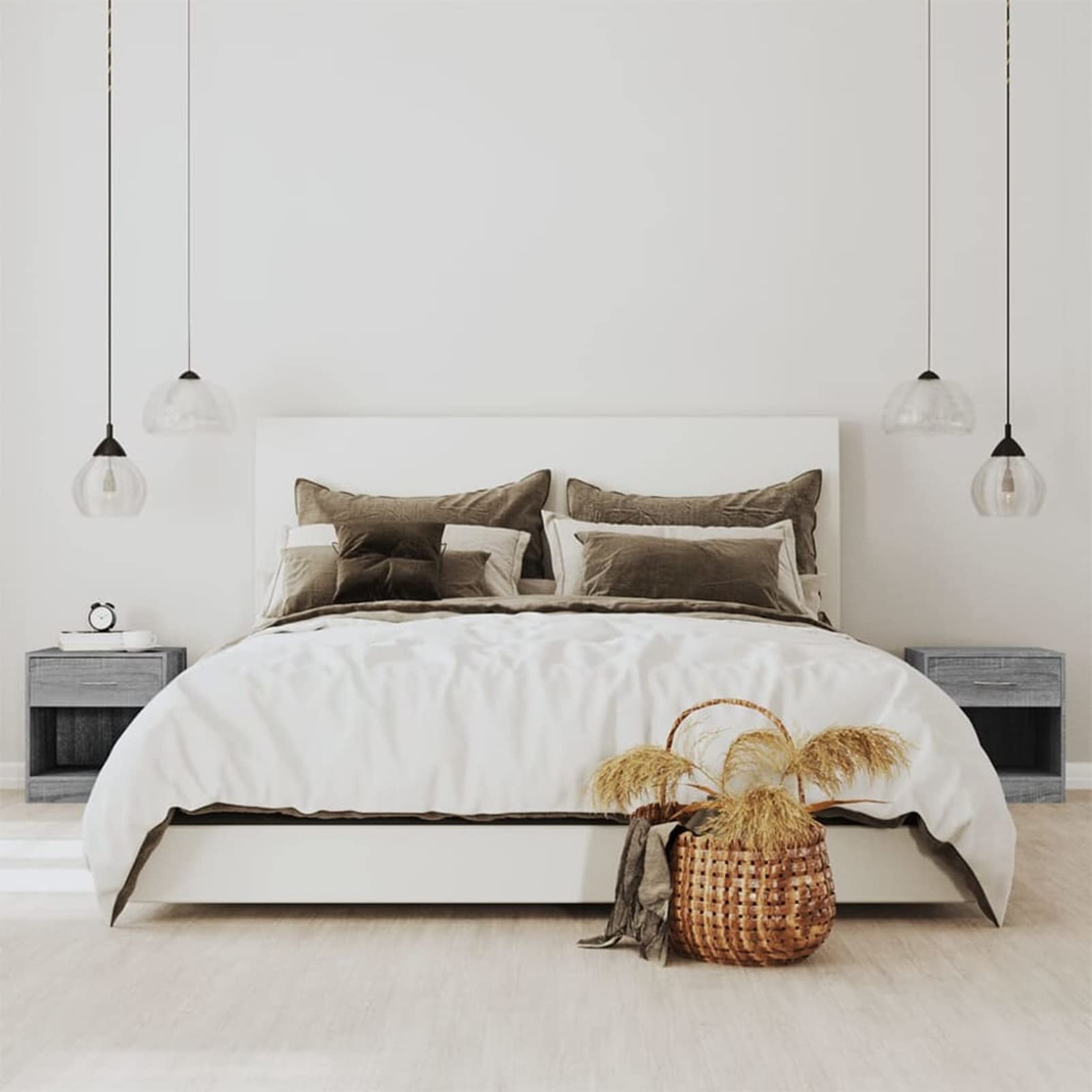 LAPOOH Comodini 2 pezzi con cassetto grigio Sonoma, comodini, comodini, comodini per soggiorno, camera da letto, 342587