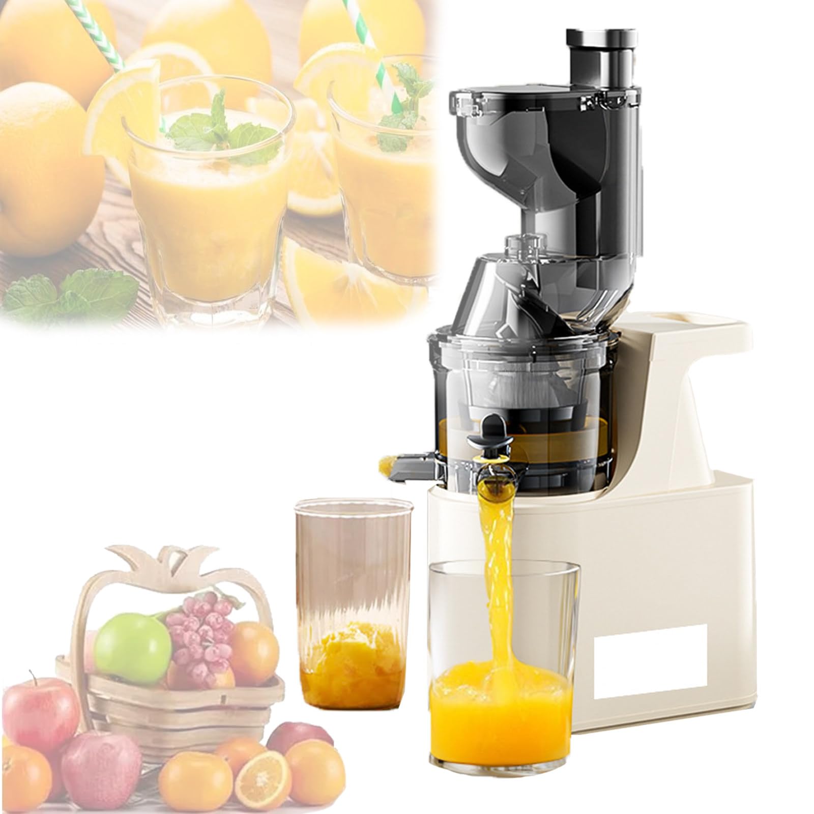 Estrattore Di Succo A Freddo,Estrattore Di Succo Di Frutta E Verdura,Grande Mangiatoia Da 7Cm,Succo Puro Al 97%,Rilascio Rapido Del Succo In 5S,Estrattore Lento Da 300W,Facile Da Pulire