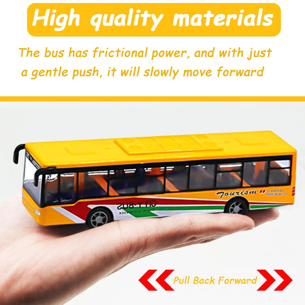 KCJDCDG Toy Bus Alloy Diecast Pull Back Bus Toy Vehicles Metal Cars Model Mini Bus Model Pull Back Bus Vehicles Car toy City Bus toy Blue Bus Model Blue Car toy Gifts for Boys Girls Kids-Yellow - Image 3