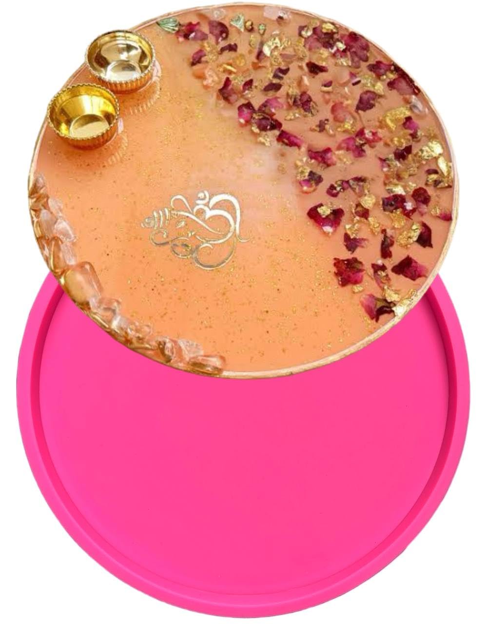 Round Silicone Mould for Resin Art | 8-Inch Pink Tray/Pooja Thali/Photo Frame Mould | Reusable DIY Craft Mould for Festival Décor, Gifting & Artistic Resin Casting Projects-picture-10