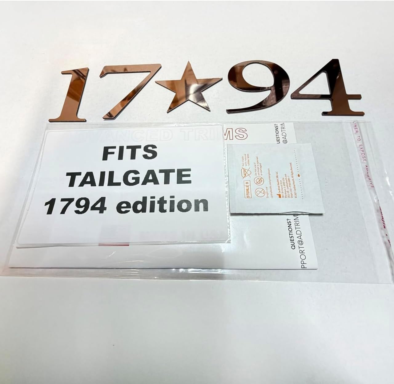 Tailgate Raised Plastic Letters Inserts Compatible with 1794 Edition [Rose Gold]