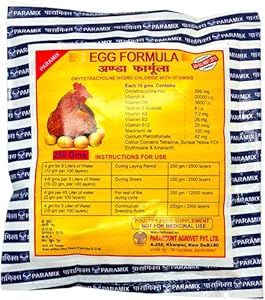 Paramix Egg Formula Supplement 250 GMS Pouch Poultry, Pigeons, Honey Bees and Other Birds Supplement of Essential Vitamins, Water Soluble Supplement for, Egg Laying.