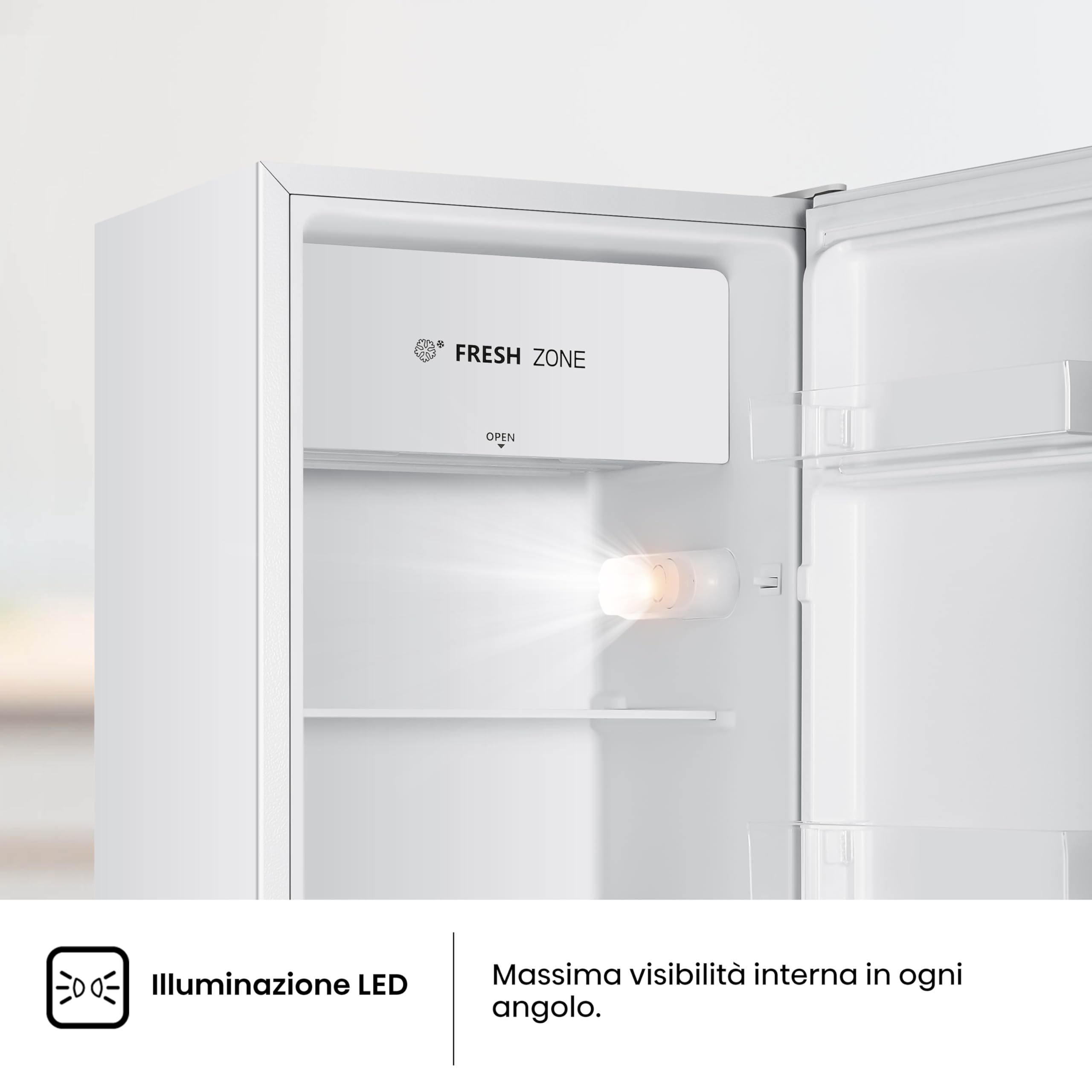 Hisense RR121D4AWE - Frigorifero Monoporta con cassetto fresh zone, Bianco, 94 L, classe E