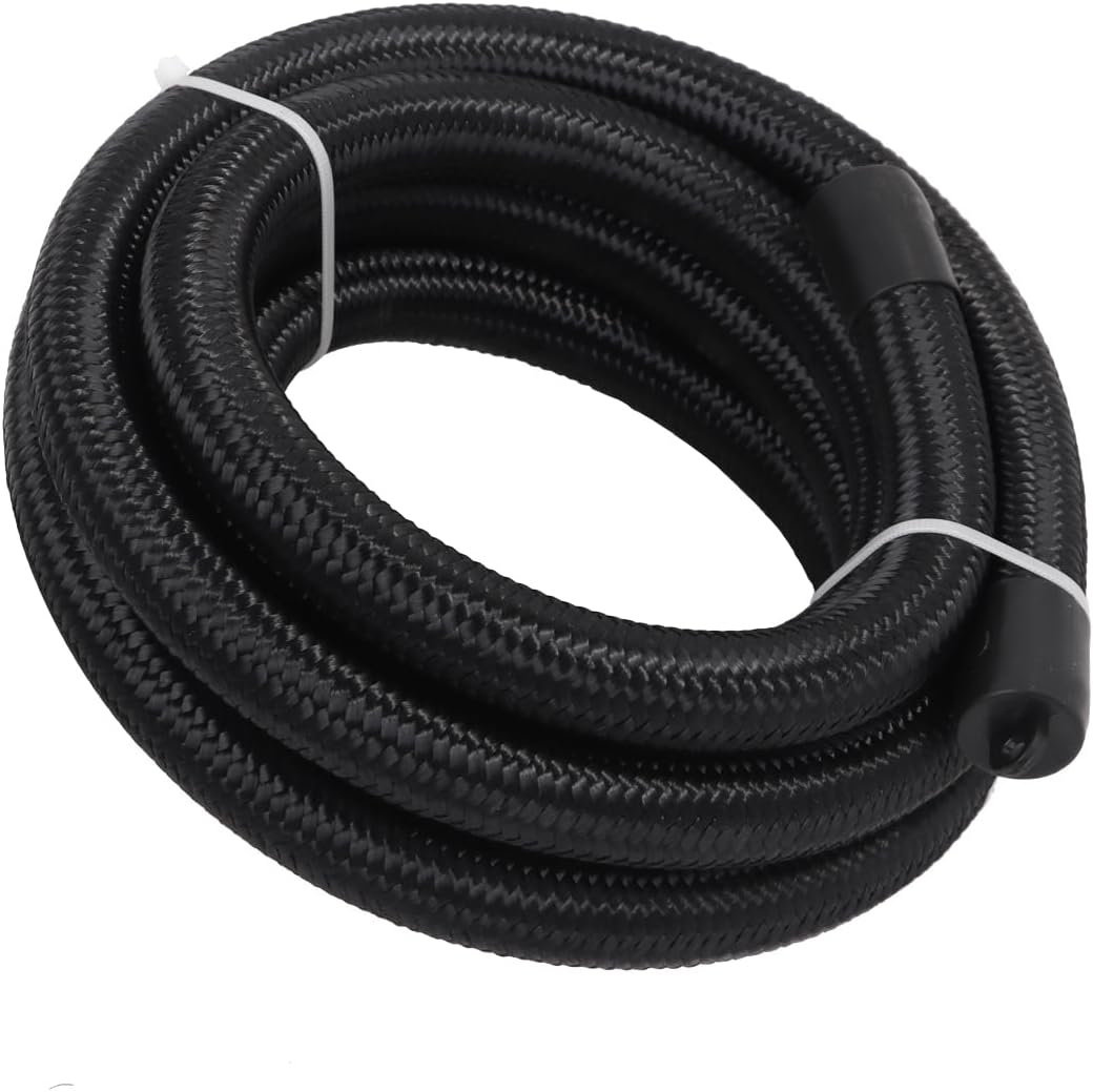 LokoCar 8AN Fuel Line AN8 Fuel Hose Nylon Braided CPE 10FT Black