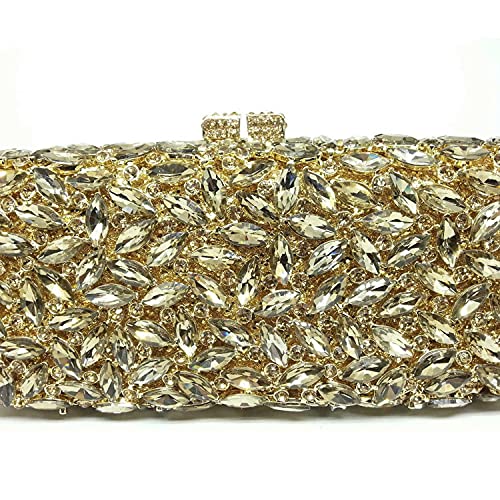 Image of Boutique De FGG Women Crystal Clutch Bag Minaudiere Box Handbag Party Prom Rhinestone Clutch Purse Wedding Bag, Mini