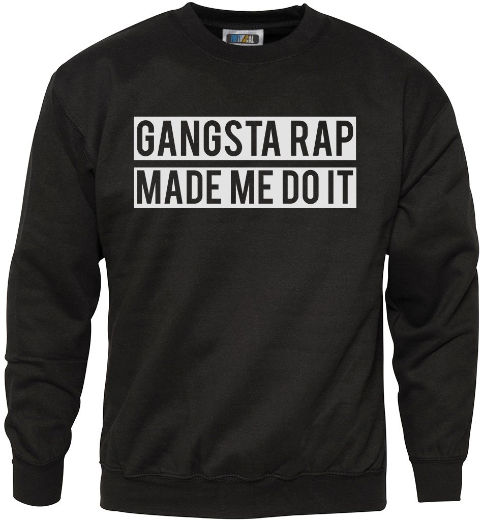 Hotscamp Men's Black Gangsta Rap Made Me Do It Sweatshirt - Medium