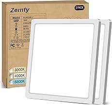 zemty Pack of 2 Ceiling Light LED Ceiling Light Flat, 3 Colours - 3000 K/4000 K/6500 K, IP44 Waterproof Square Bathroom Lamp Ceiling, 2100 lm Modern LED Deck Light for Hallway, Kitchen, Bathroom, Bedroom, Office, Diameter 22 cm