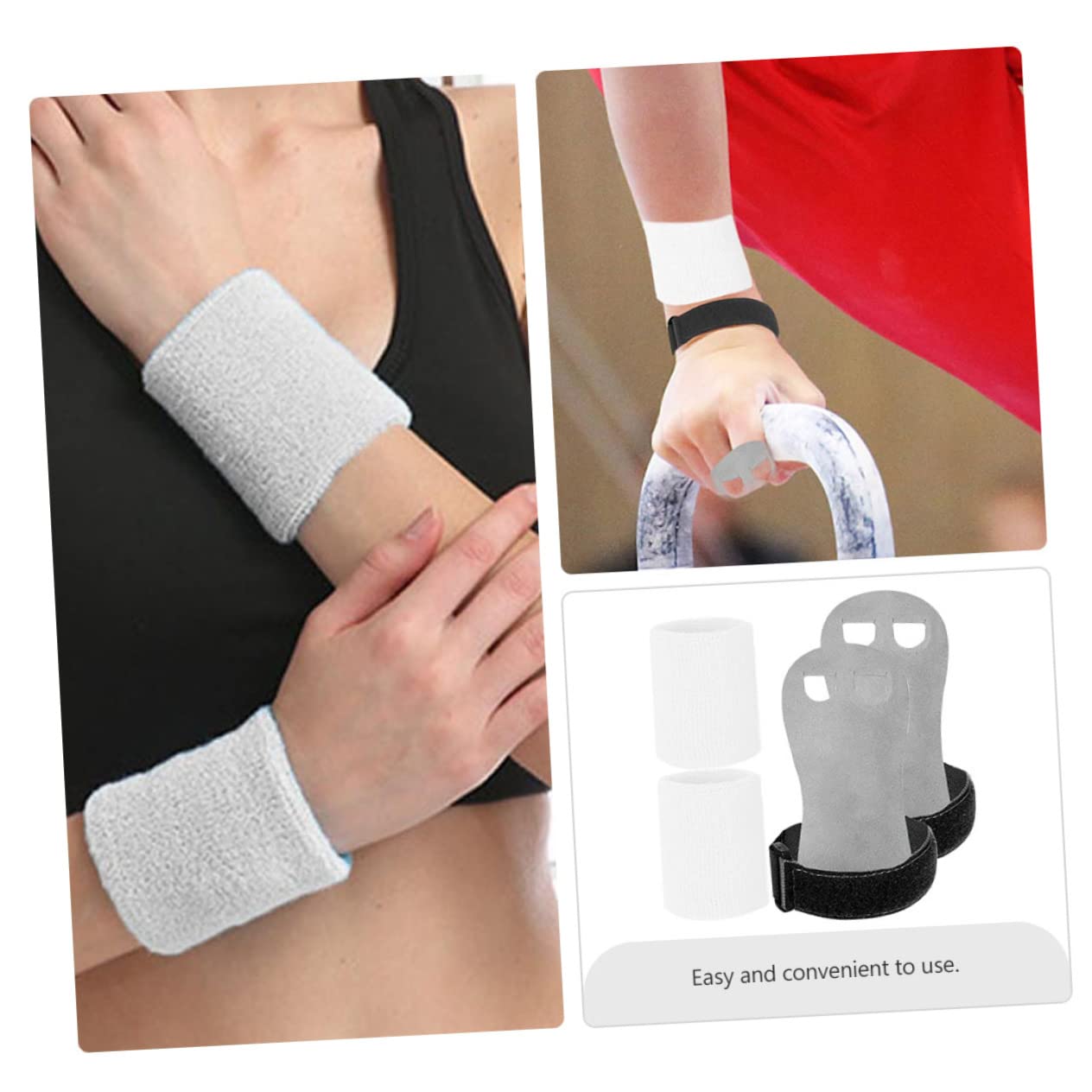 Yardwe 2sets Gymnastics Grips Wrist Straps for Boy Girl Youth Weightlifting Supplies Flexible Wear-Resistant Hand for Training Exercise